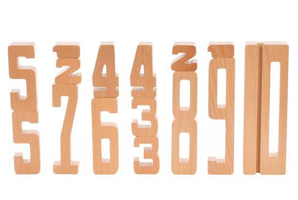 Zahlen zum Rechnen üben, Lernbausteine aus Holz natur von Astrup