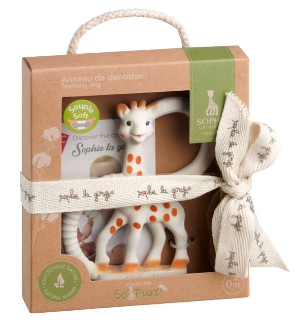 Zahnen vom Baby Sophie la girafe Geschenkverpackung So pure version weich Beißring